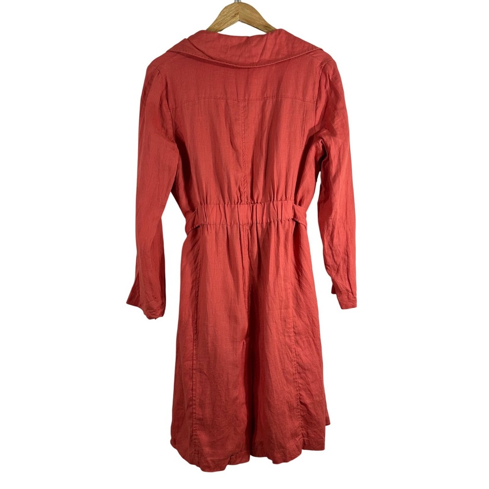 Cynthia Rowley Womens Small 100% Linen Duster Trench Coat Coral Pink Tie‎ Waist - Picture 3 of 7